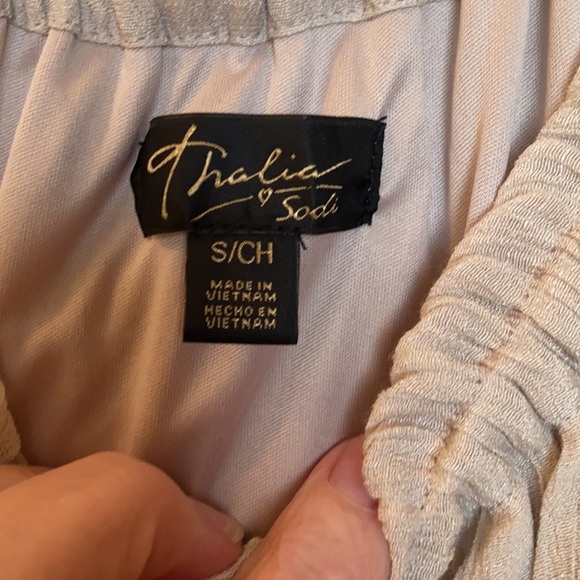 THALIA-SODI CREPE FRONT TIE COLD SHOULDER LACE TOP - Picture 2 of 6